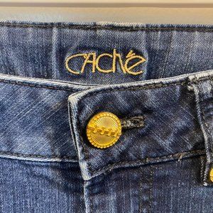 Cache Dark Flare Jeans w/ Gold Accent